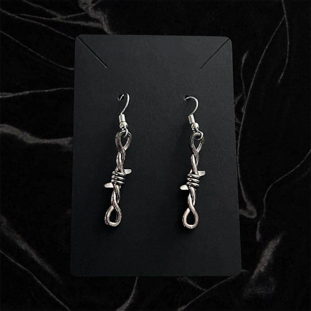 Alternative Silver Barbed Wire Earrings